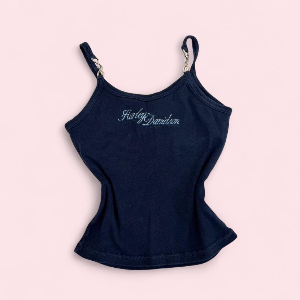 Vintage y2k Harley Davidson navy blue tank top